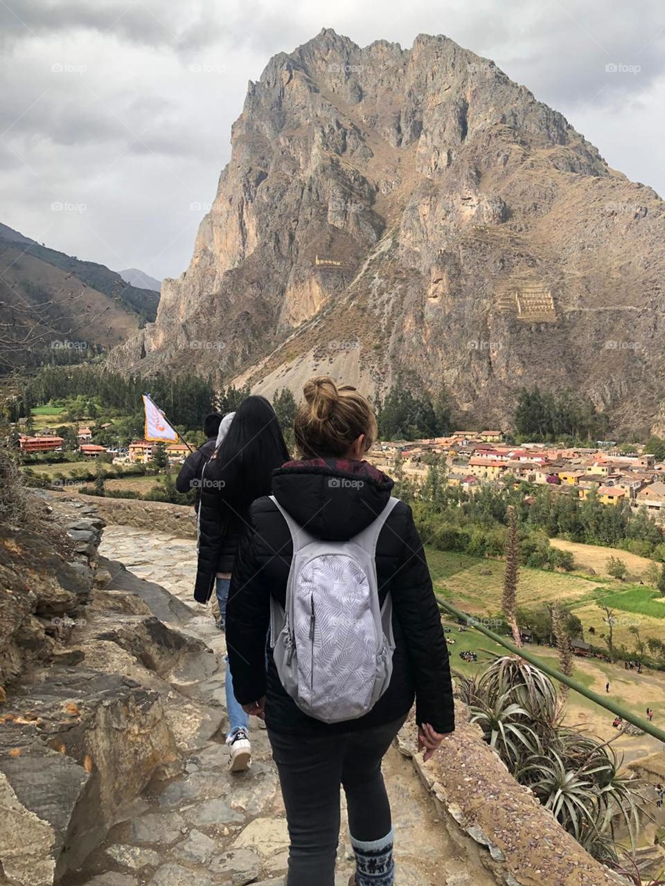 Visiting old temples, in Peru