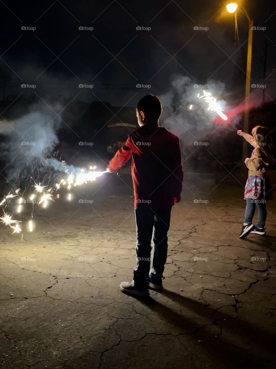 Independence Day Kids with Sparklers