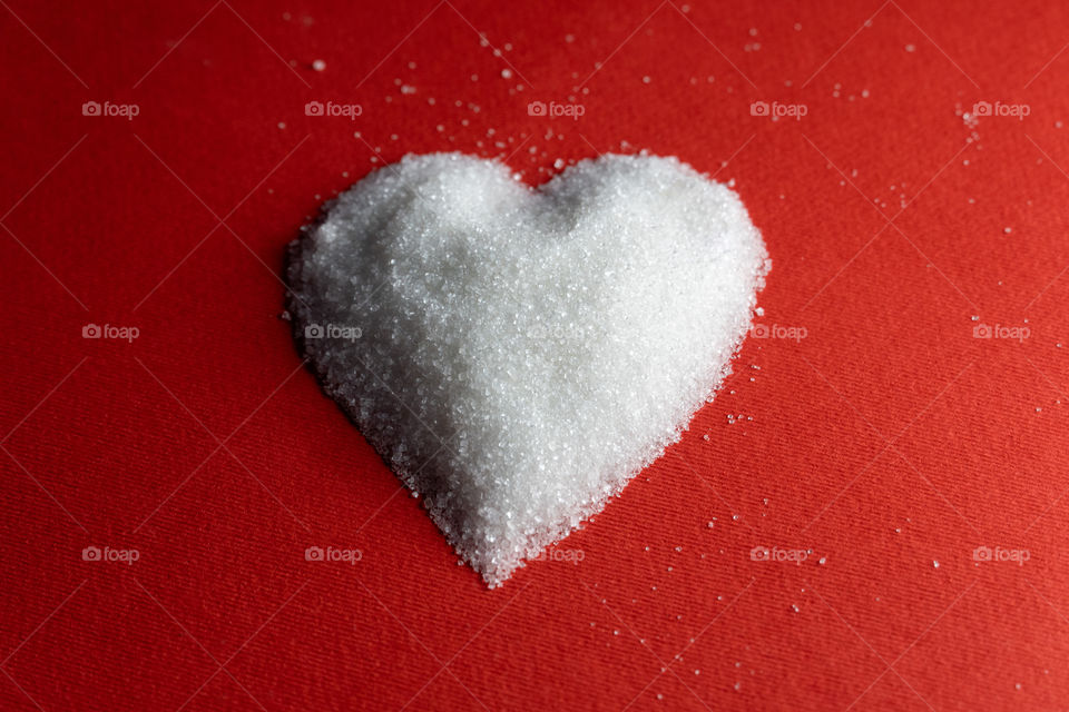 White sugar in heart shape
