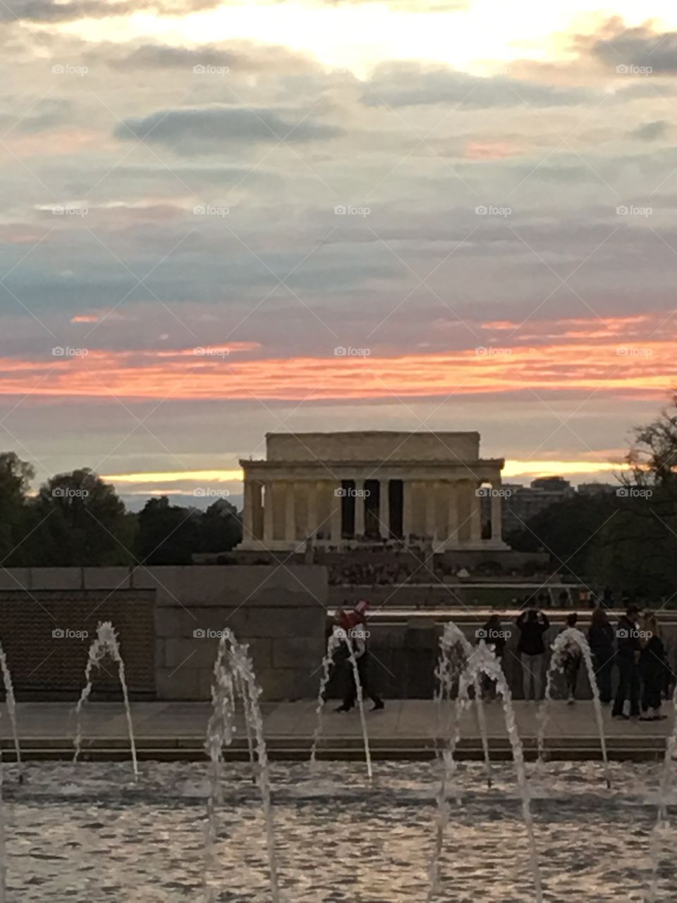 View of Lincoln Memorial at sunset 