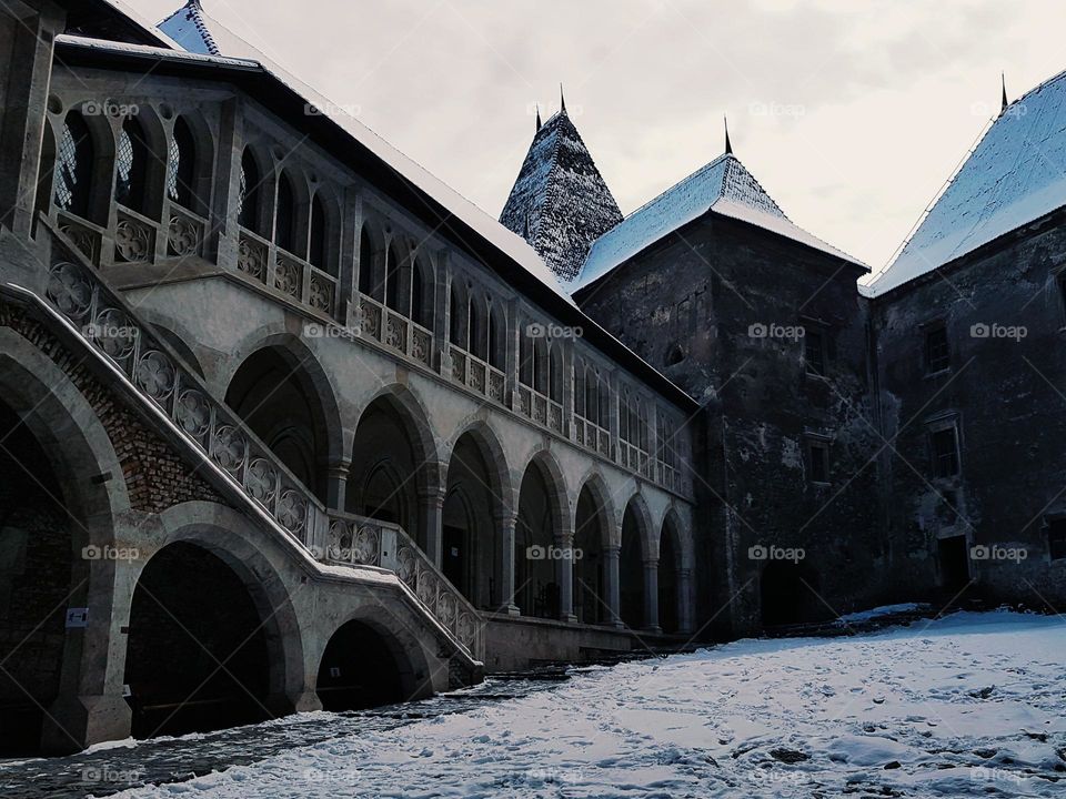 the courtyard of the Corvinir castle