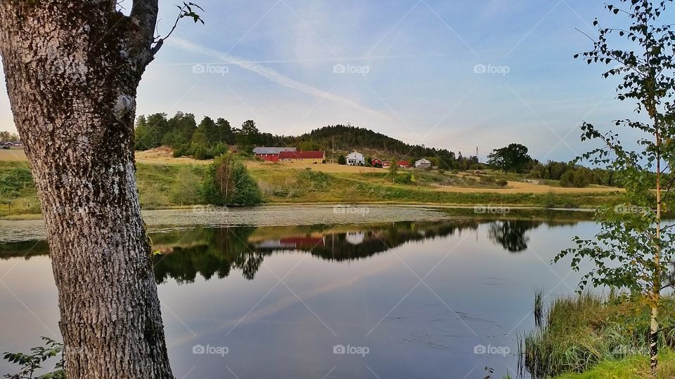 Reflecting countryside. Svelvik, Norway