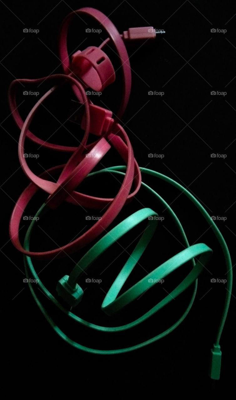 USB cable with attractive colors in the dark.