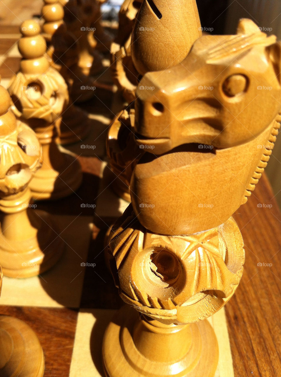 wood horse chess set by emmam