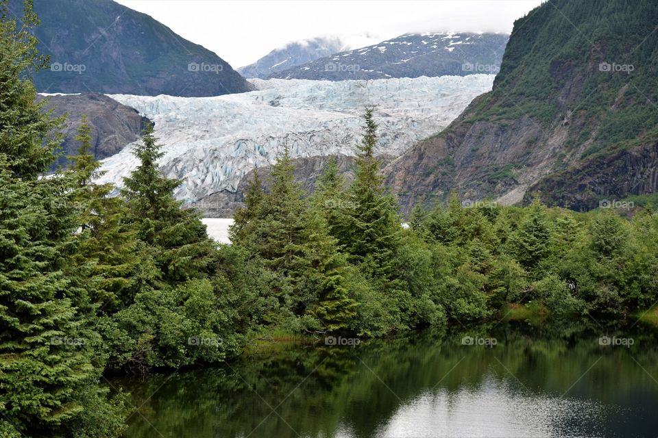 The impressive and beautiful Mendenhall glacier near Juneau Alaska
