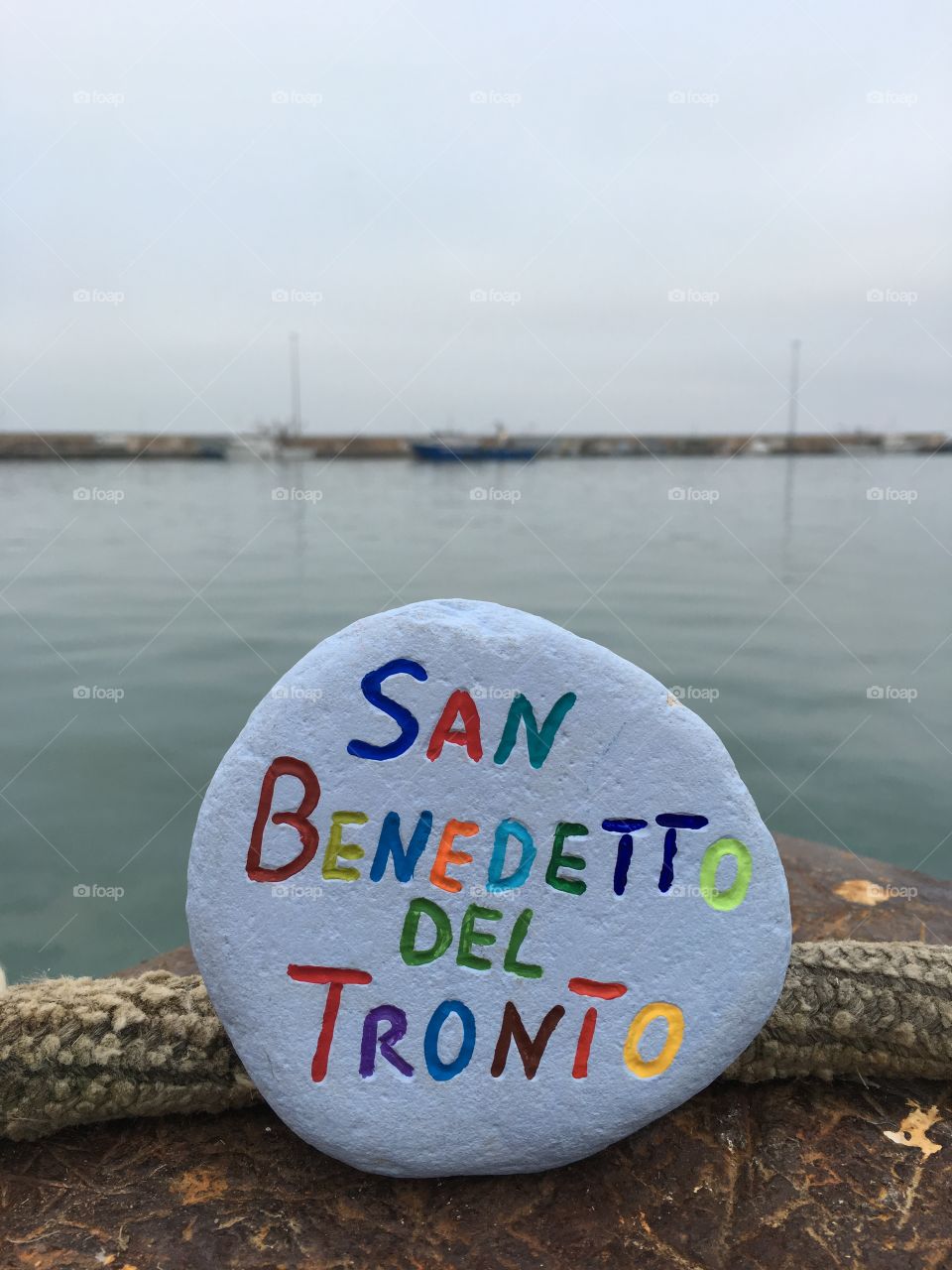 San Banedetto del Tronto city, souvenir on a bollard 