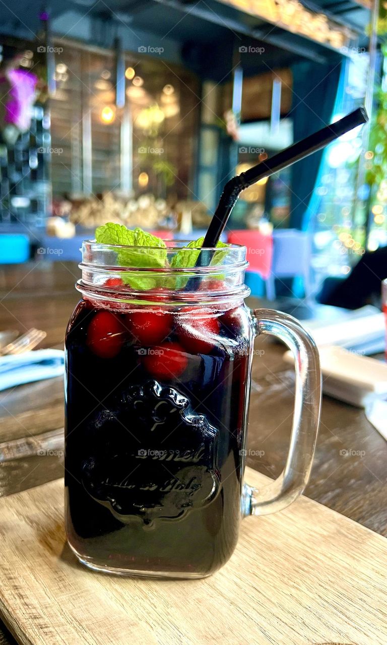 Hot red wine with spices and berries