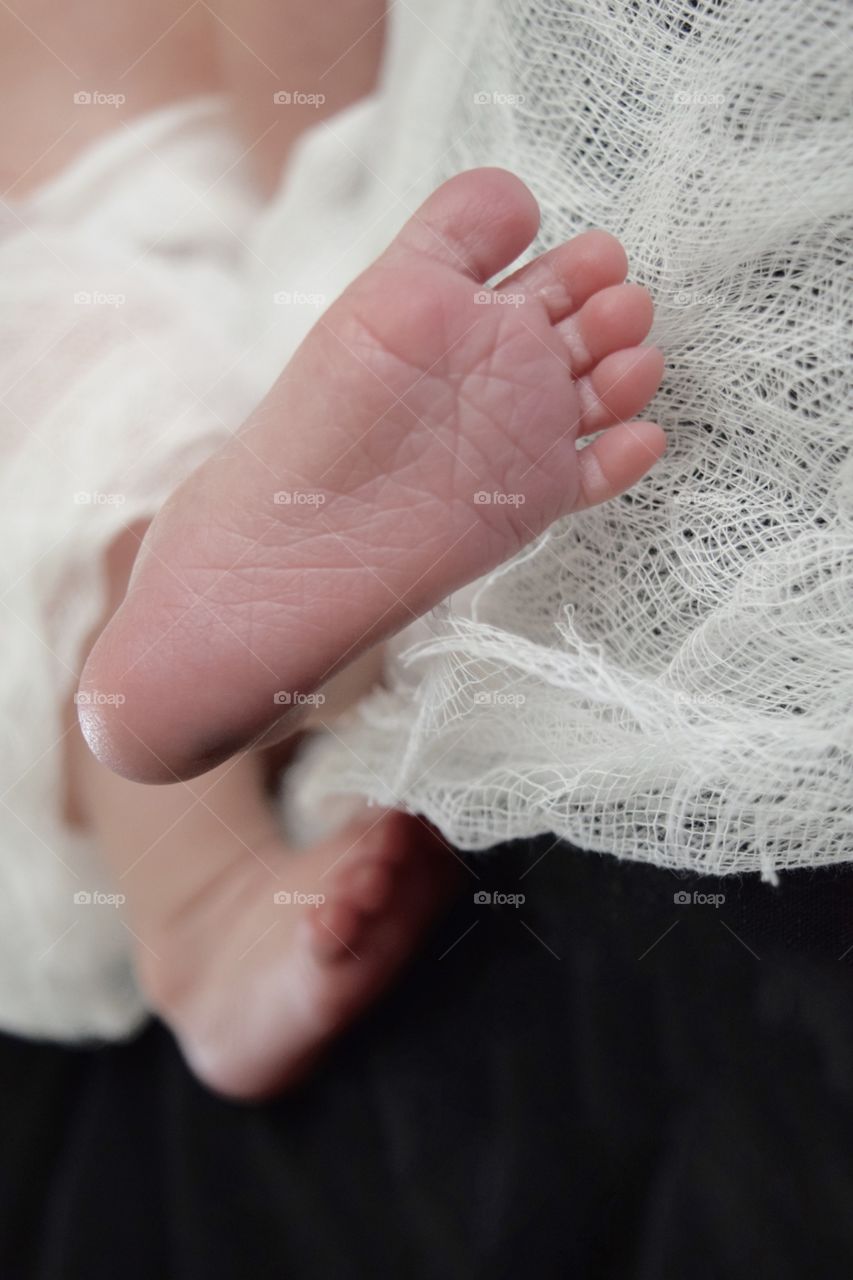 Close-up of newborn feet