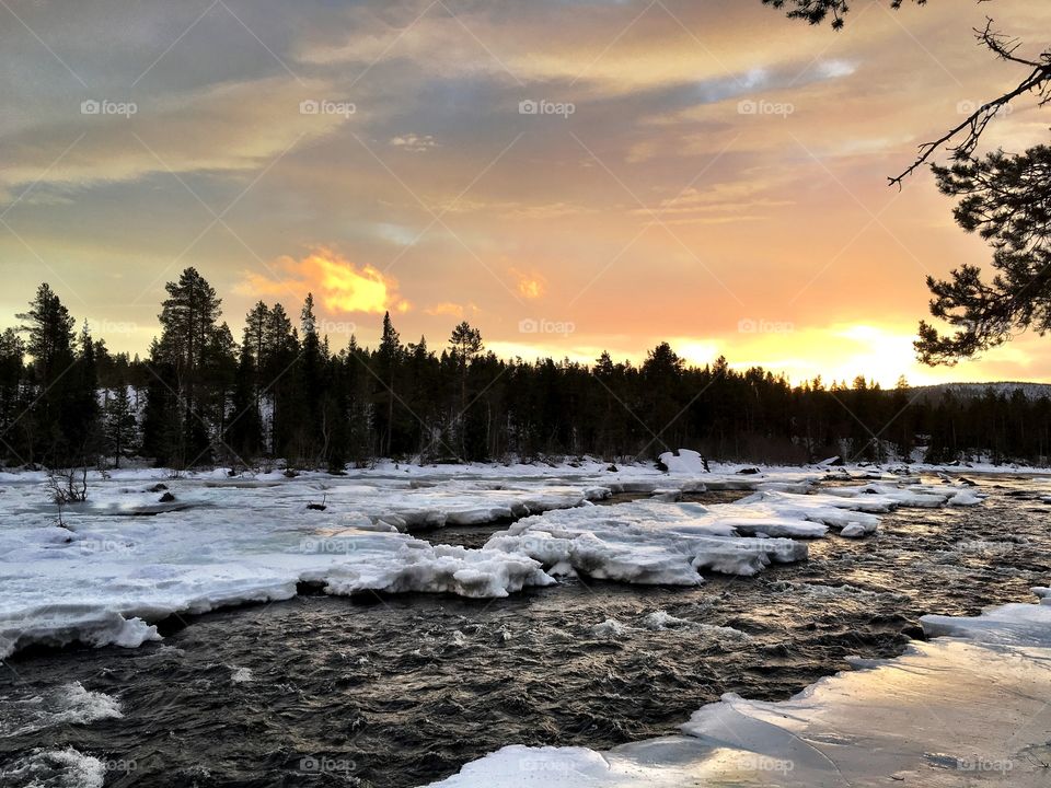 River in snowy landscape 