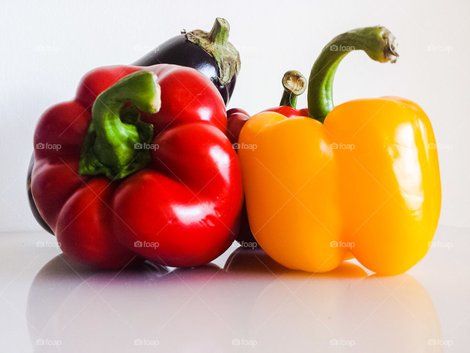 Yellow and red peppers