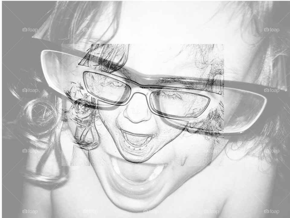 Multi exposure of laughing girl