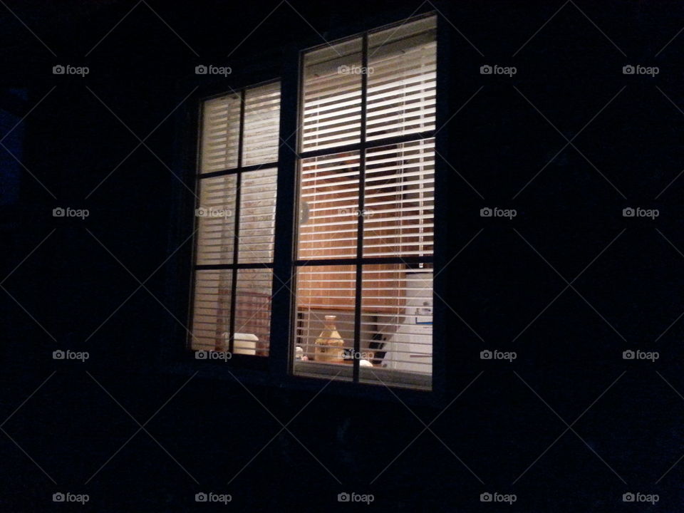 window at night. shades