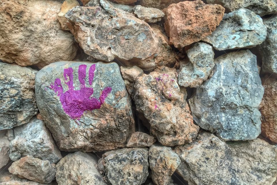 Handprint on a wall