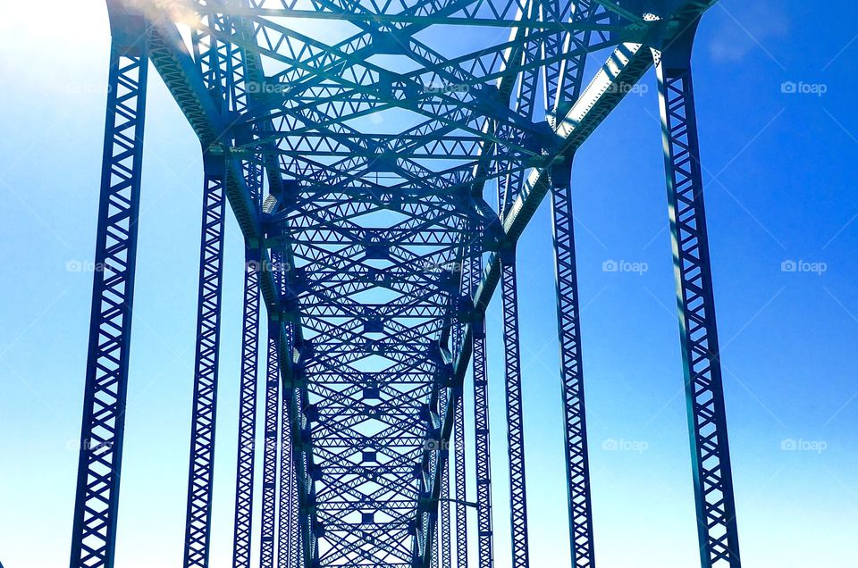 Overhead view of bridge against sky