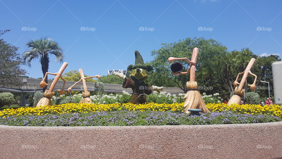 Sorcerer Mickey brings his companions to life during the EPCOT Flower & Garden Festival at the Walt Disney World Resort in Orlando, Florida.