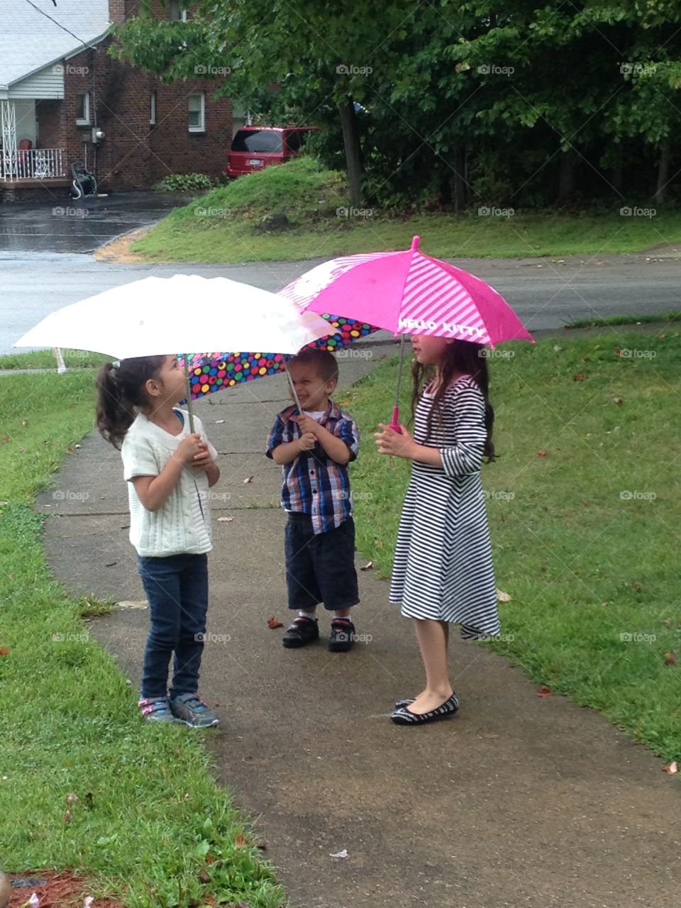 kids playing in rain
