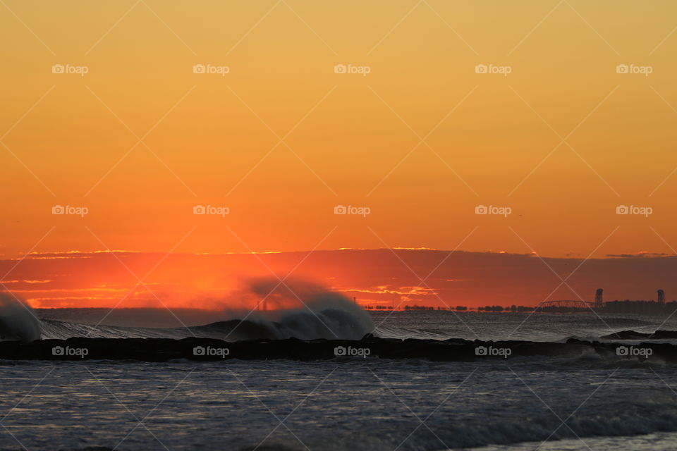 Long Beach NY Sunset and Waves 