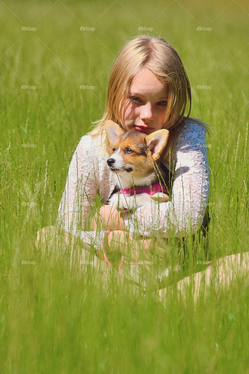 Proud. Dog and a girl