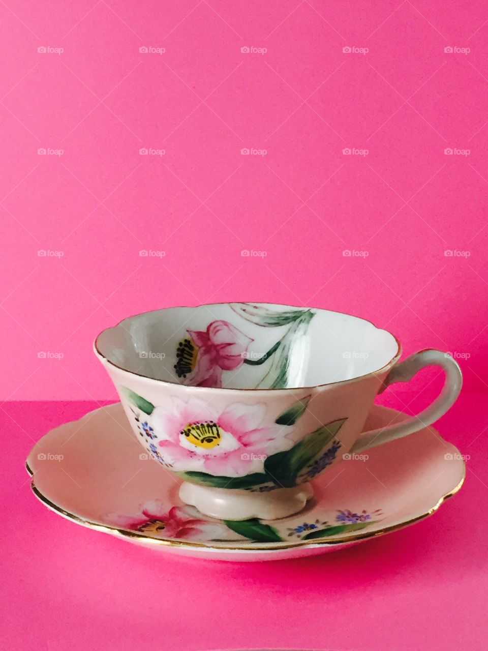 Empty cup and saucer