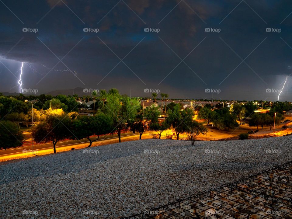 A time-lapse photo of a summer monsoon storm in Arizona