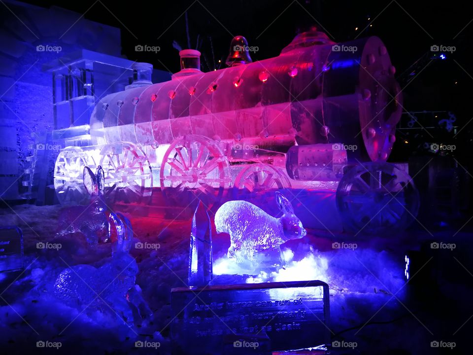 Ice sculpture, train
