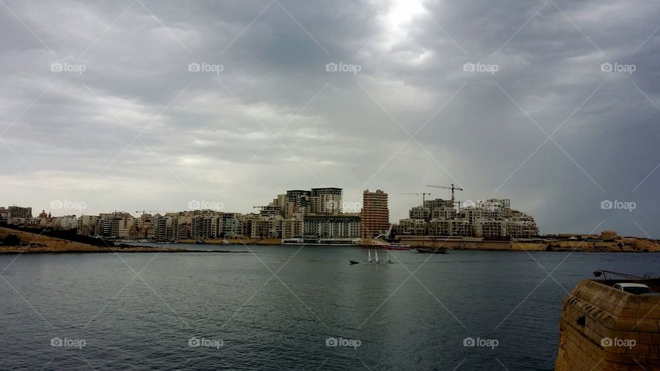 Grey sky over Sliema Malta