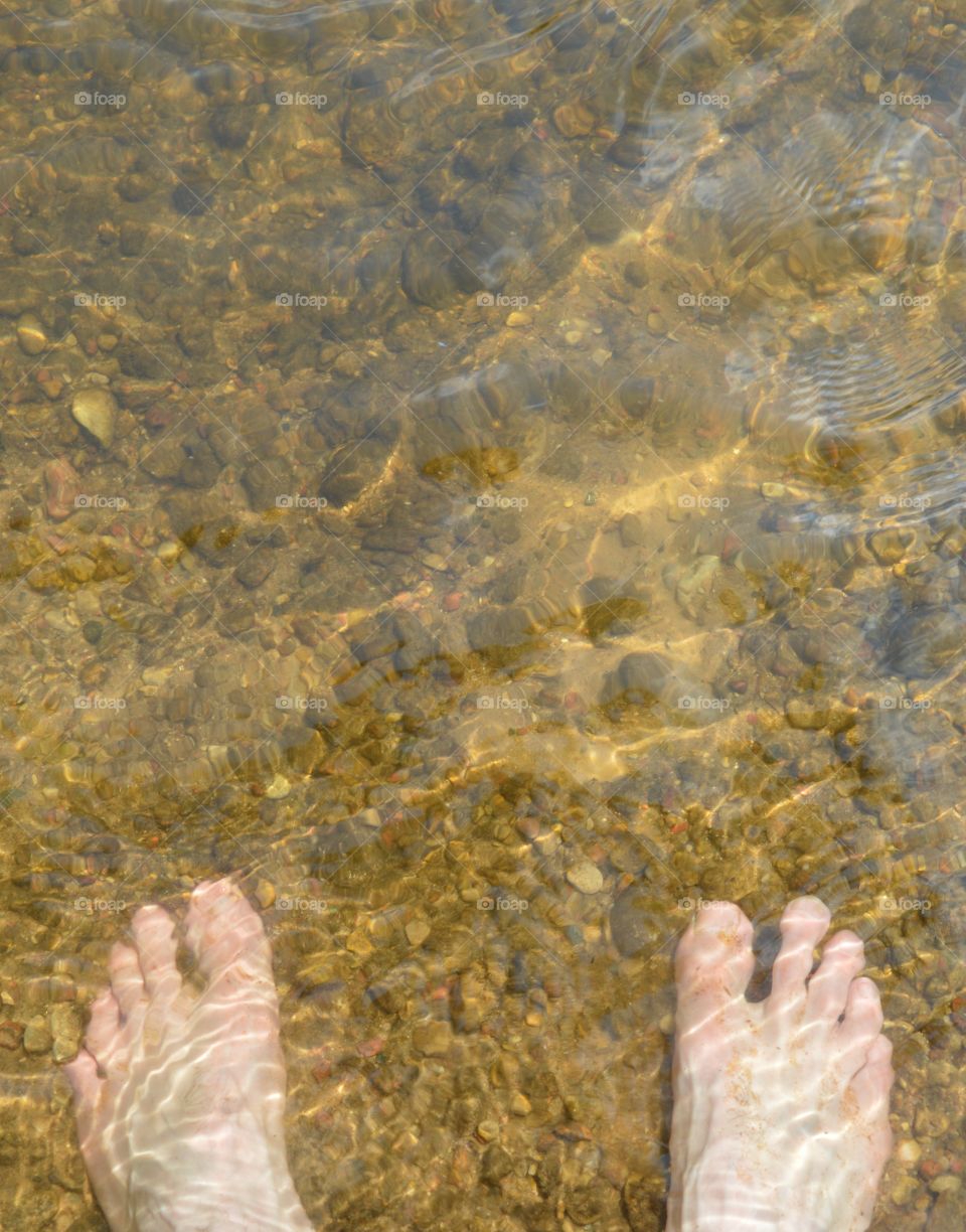 my foots in river water