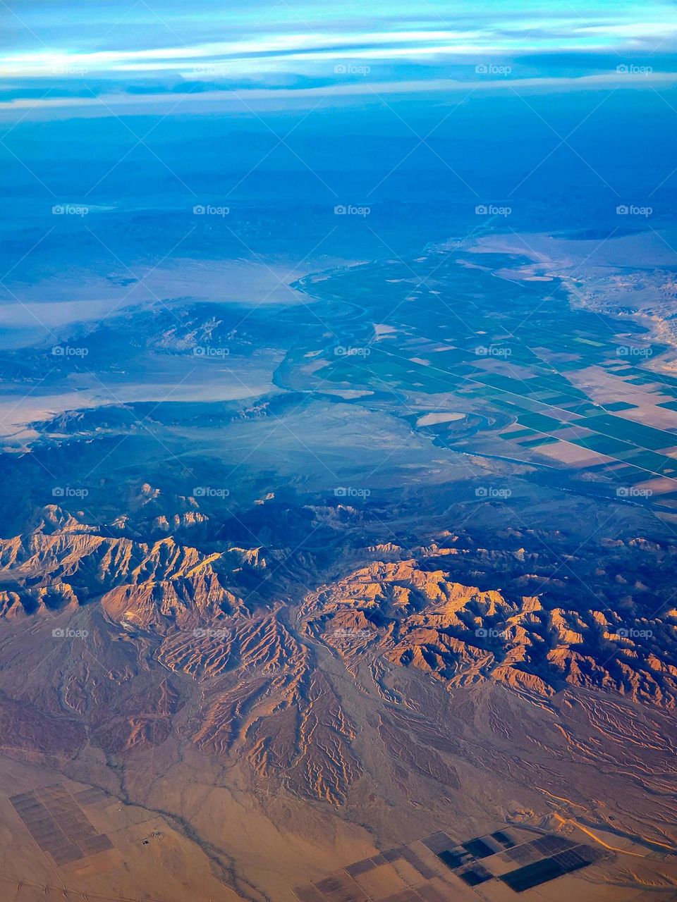The desert of Southern California and Arizona glows at dusk