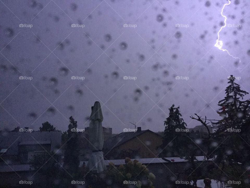 thunderstorm with lightening / ball-lightening in linz, austria