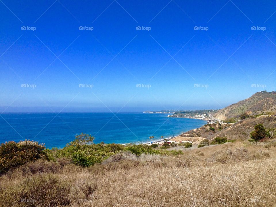 Malibu. View of the beach from the Corral Canyon Trail