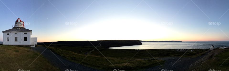 Looking back towards St. John's, NL at sunset from Cape Spear, the most easterly point in North America just outside St. John's, NL at twilight, taken August 8, 2016