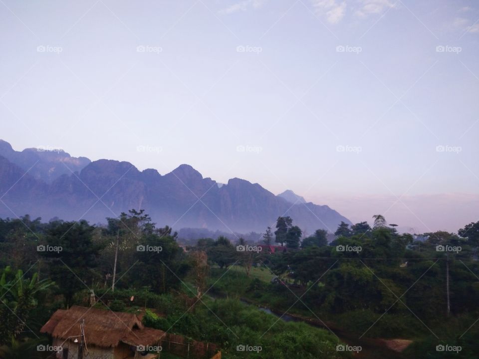 Blue mountain in morning