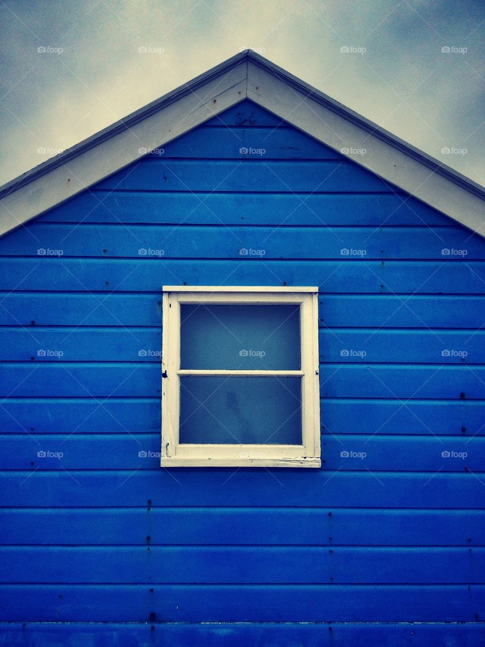 blue beach hut