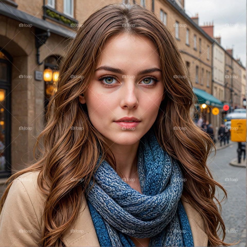 street portrait of young woman smiling and looking at camera