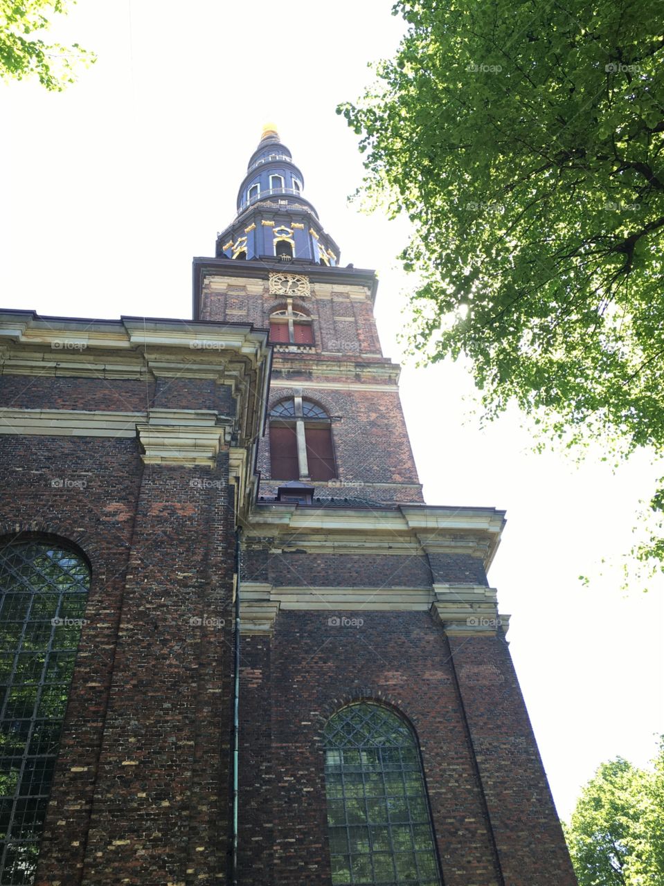 Base of the corkscrew spire of the Church of Our Savior in Copenhagen, Denmark. 