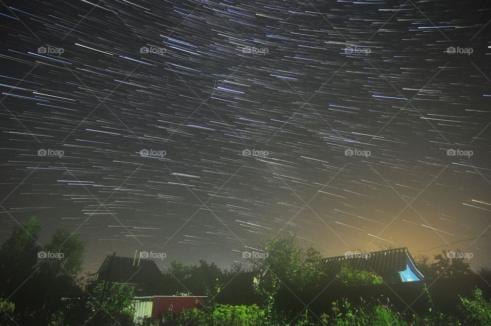 Star trail in sky at night