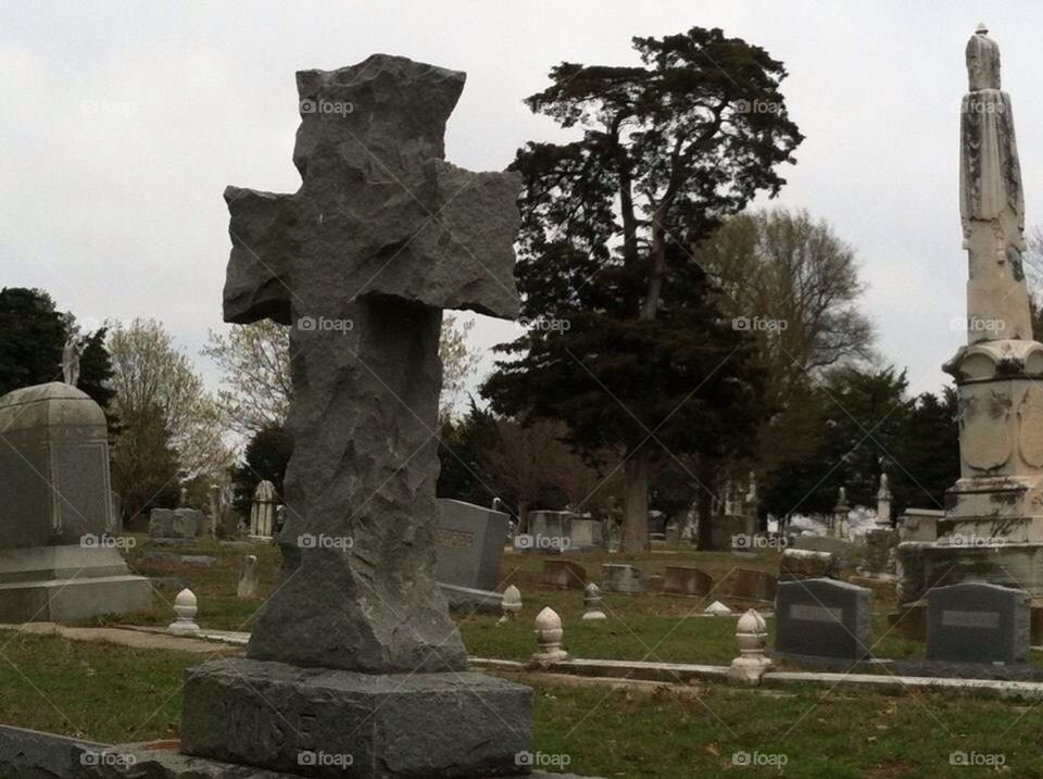 graveyard cross texas tombstone by Peppermint