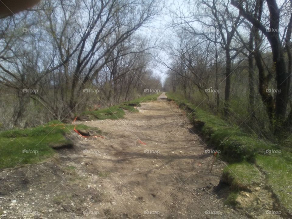 A washed out section of the 400 State Trail near the bridge over the Baraboo River outside Wonewoc, Wisconsin.