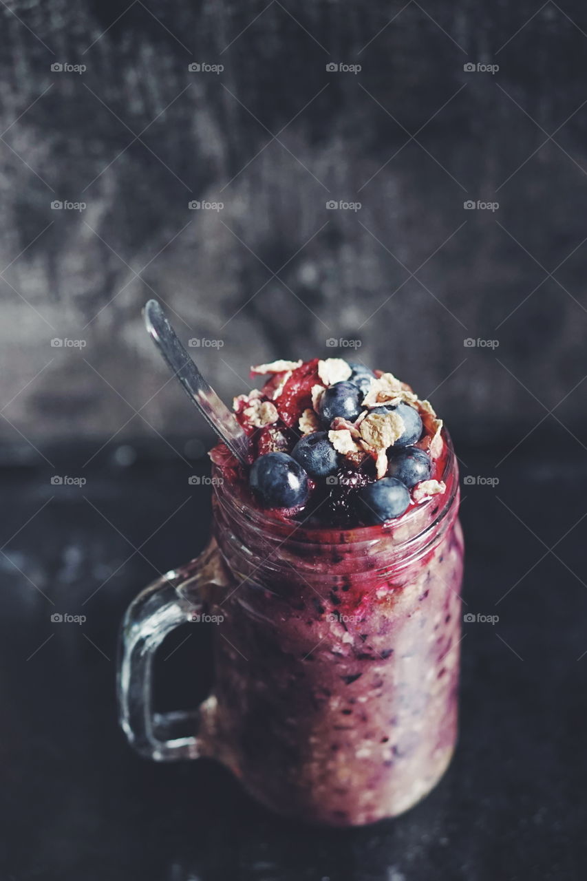 Berry smoothie in the jar