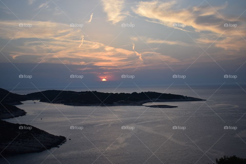 Sunset at island Vis, Croatia