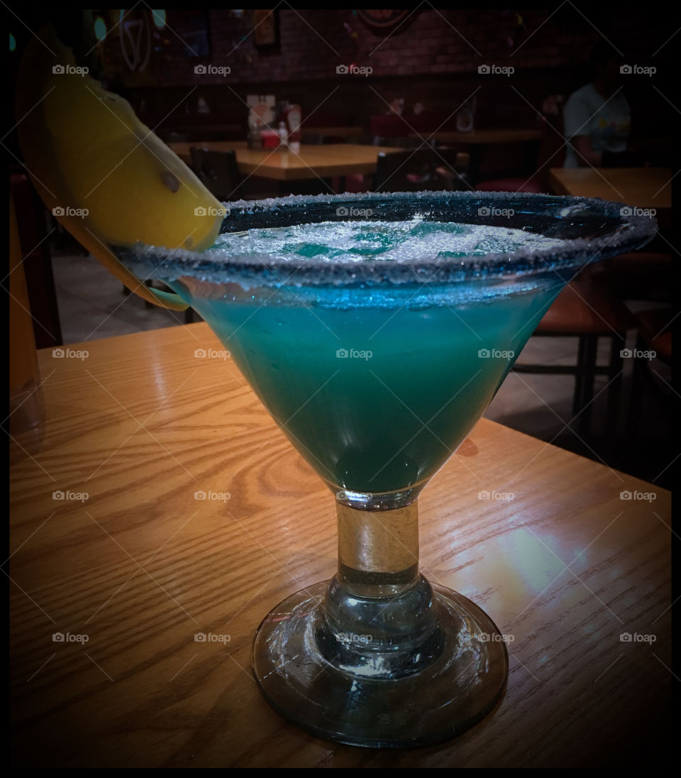 At Chili's, Non- Alcoholic blue drink 