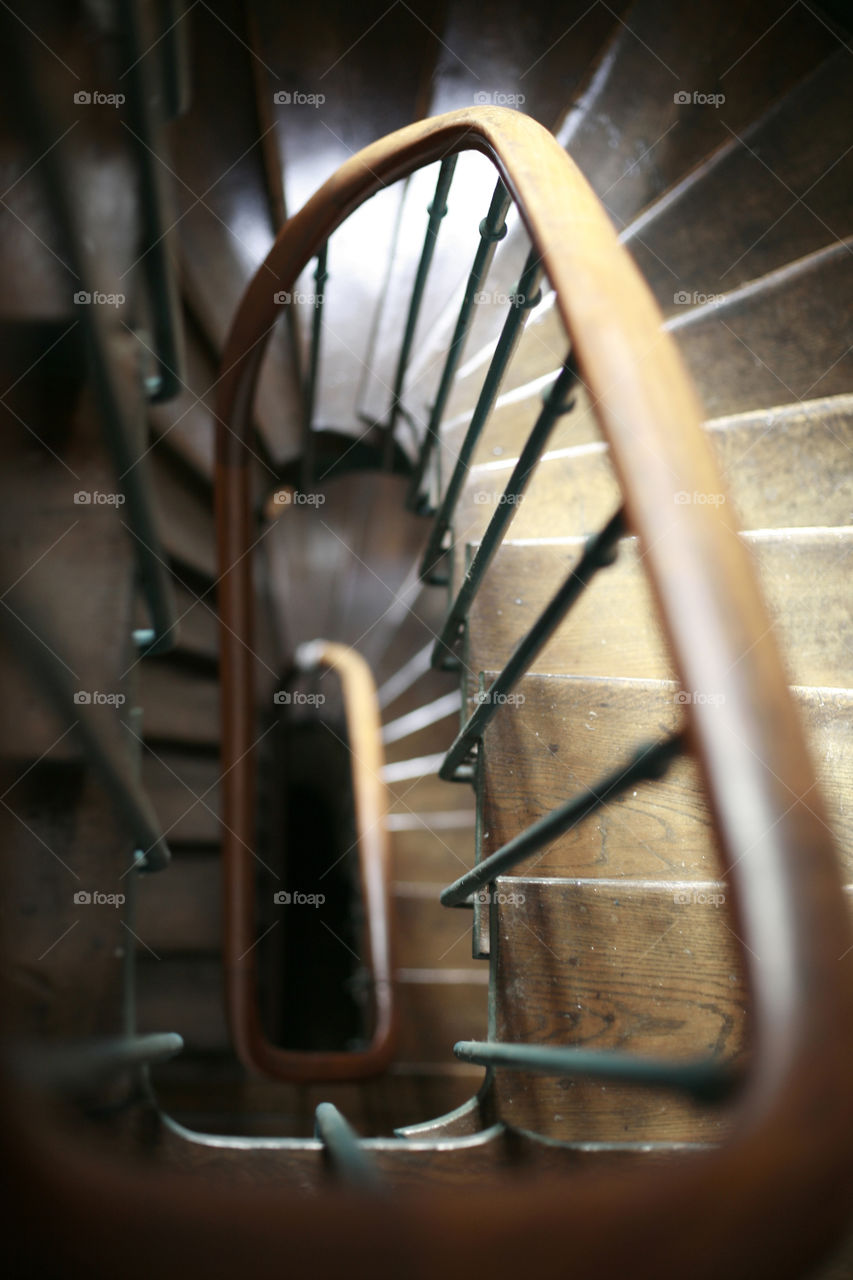 old stairs in Paris. old stairs wiev from the top