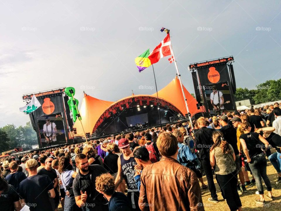 Orange Stage, Roskilde Festival. Picture taken July 2014. The Danish band Psyched Up Janis performing a reunion concert.