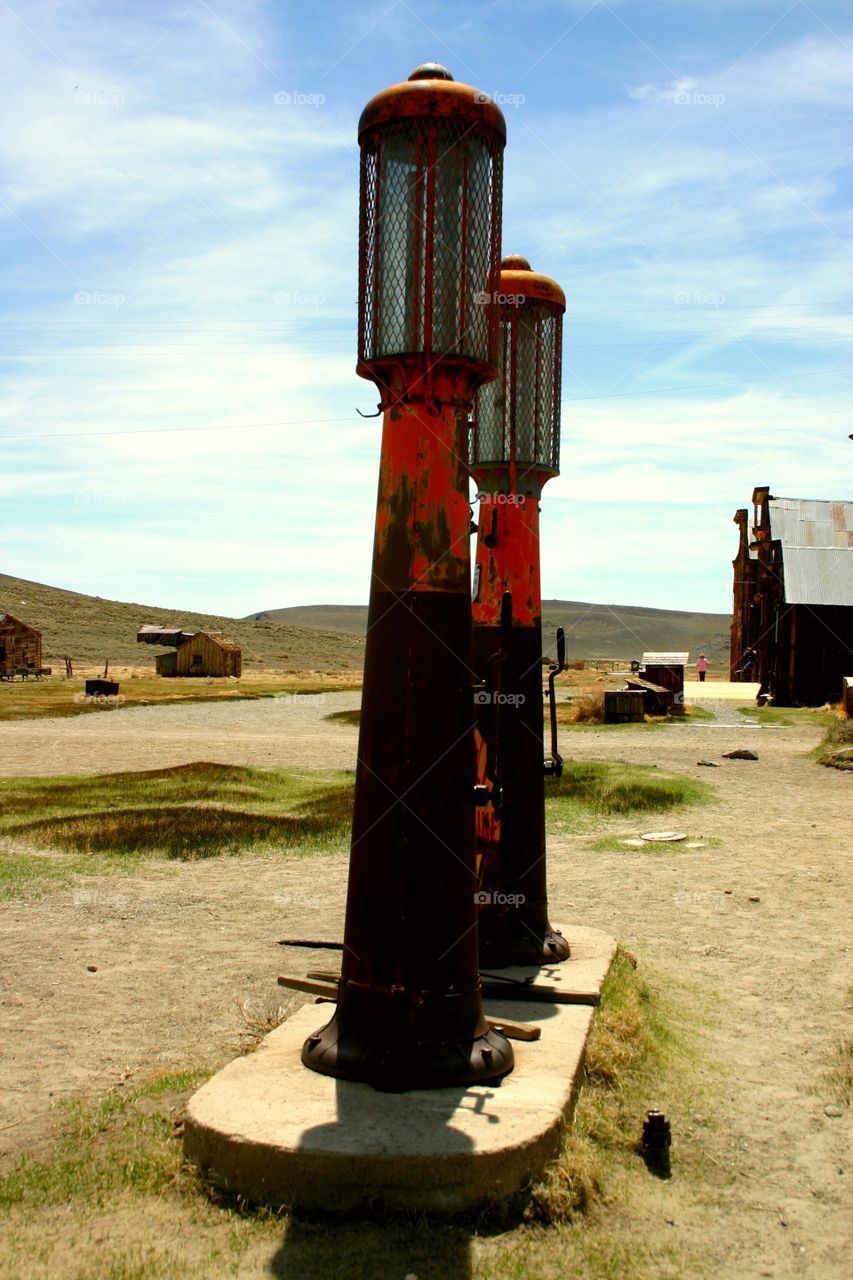 Vintage gas pump in the Bodie Ghost Town in California