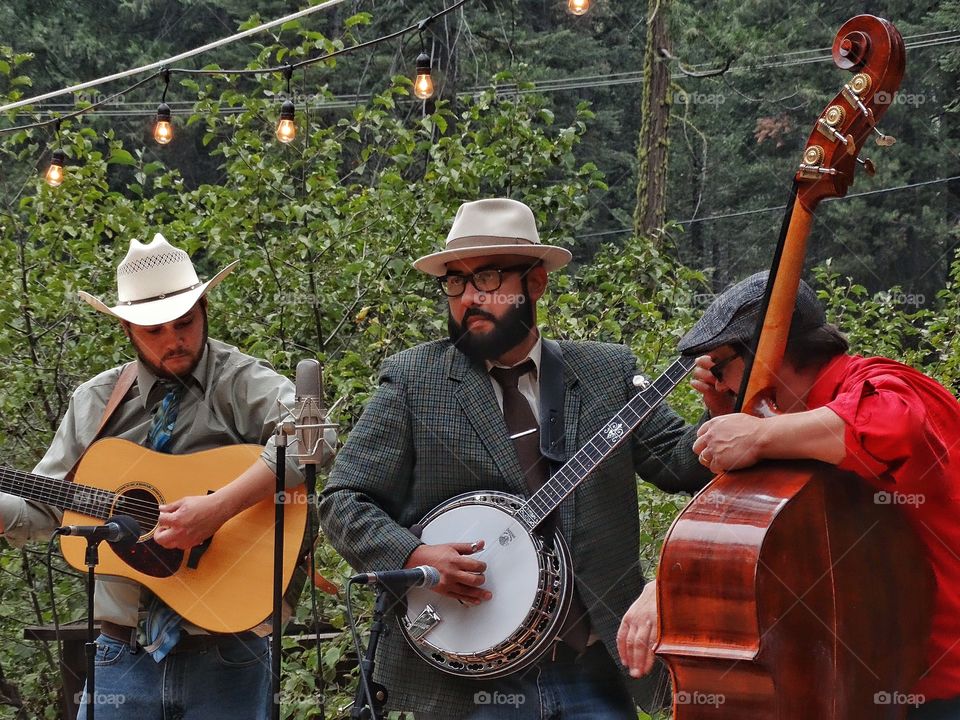 Bluegrass Band. Trio Playing Traditional American Bluegrass Music
