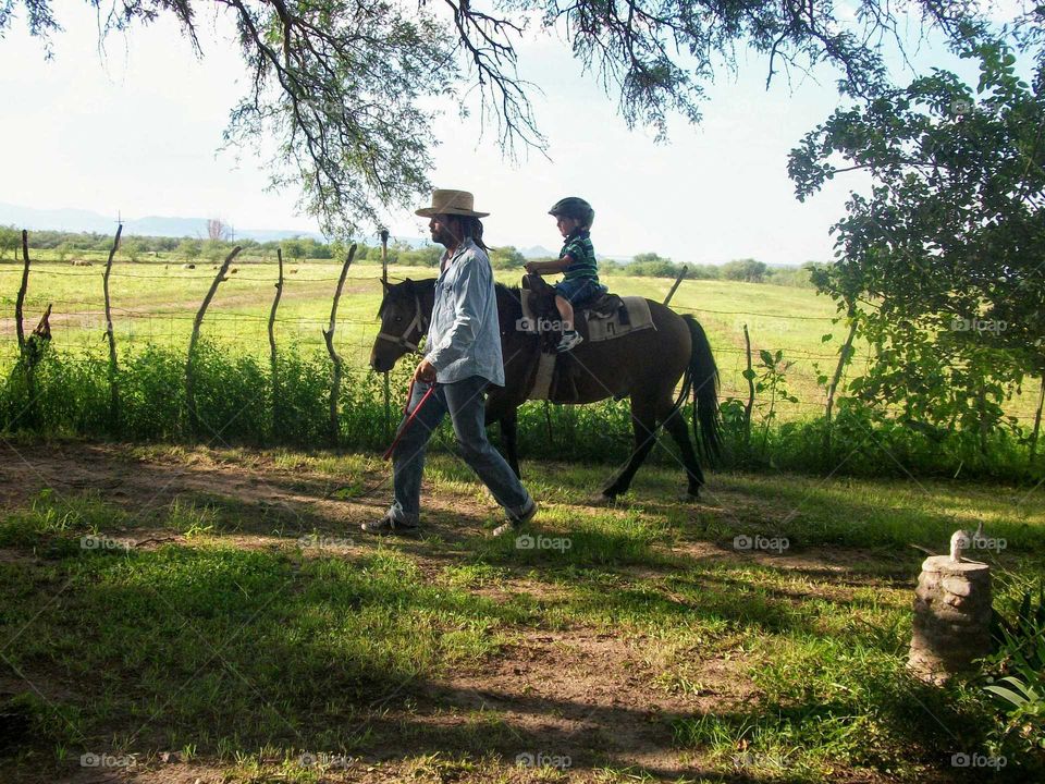 Riding a horse