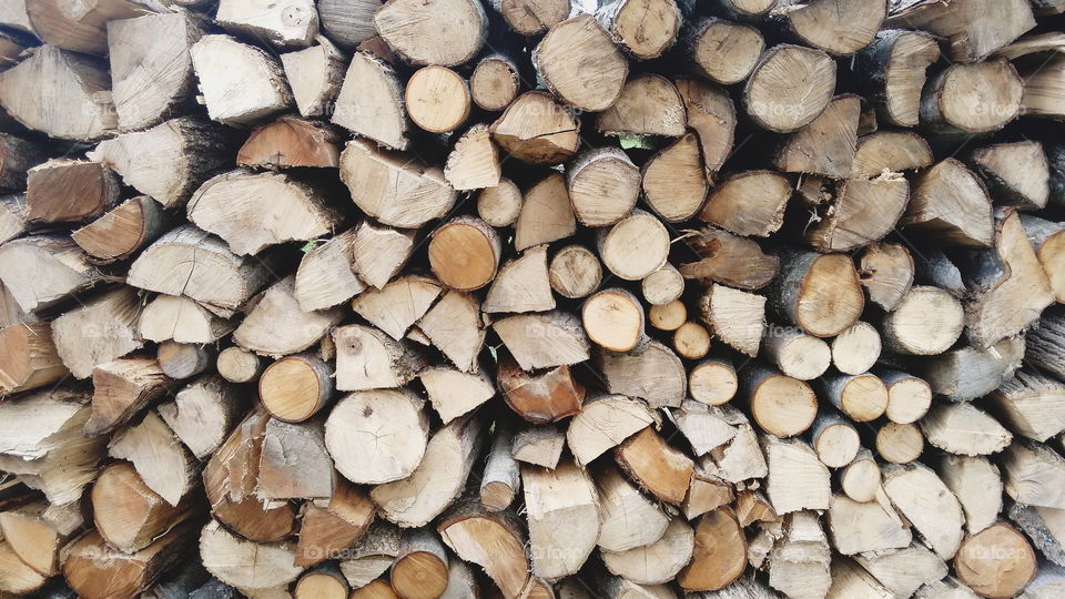 Wood lumber stacked pile