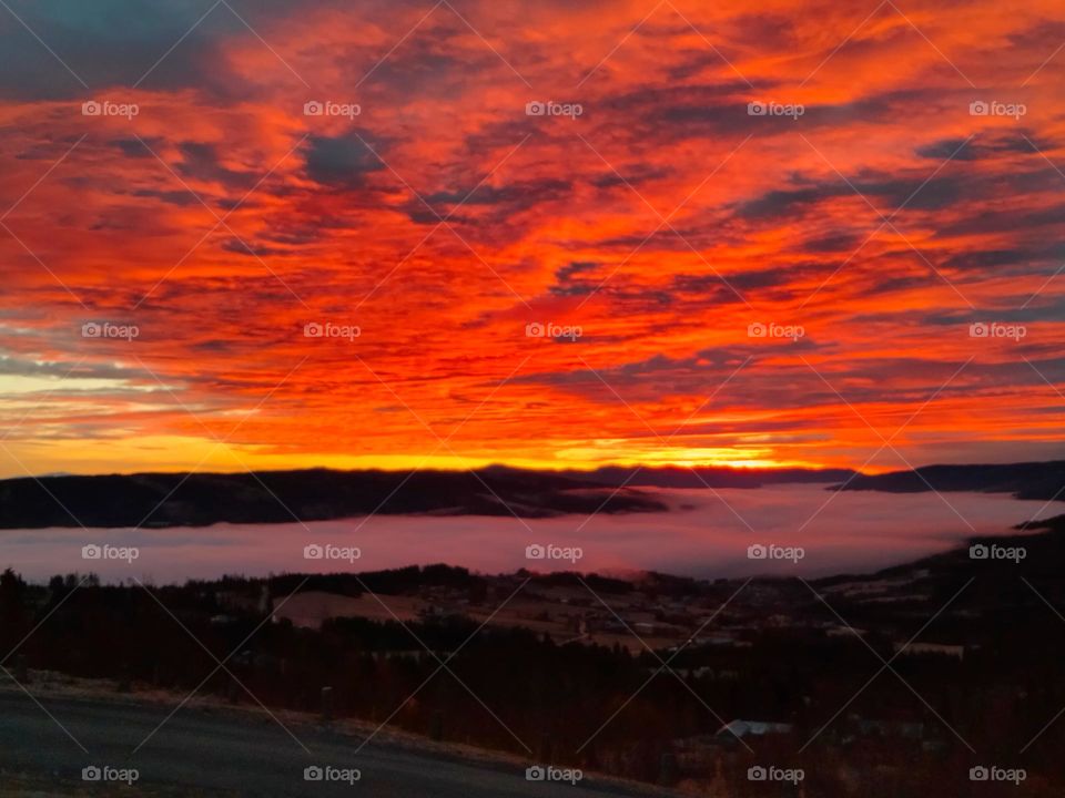 Clouds early morning sunrise Norway