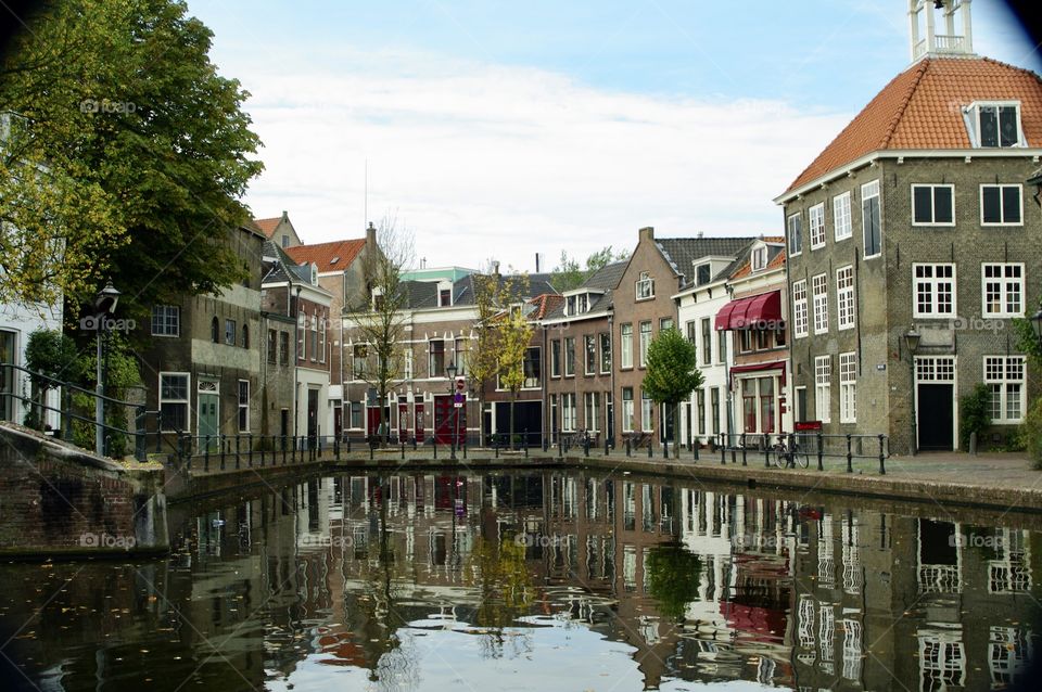 A lovely village in Holland: Schiedam with old houses and a lot of water.