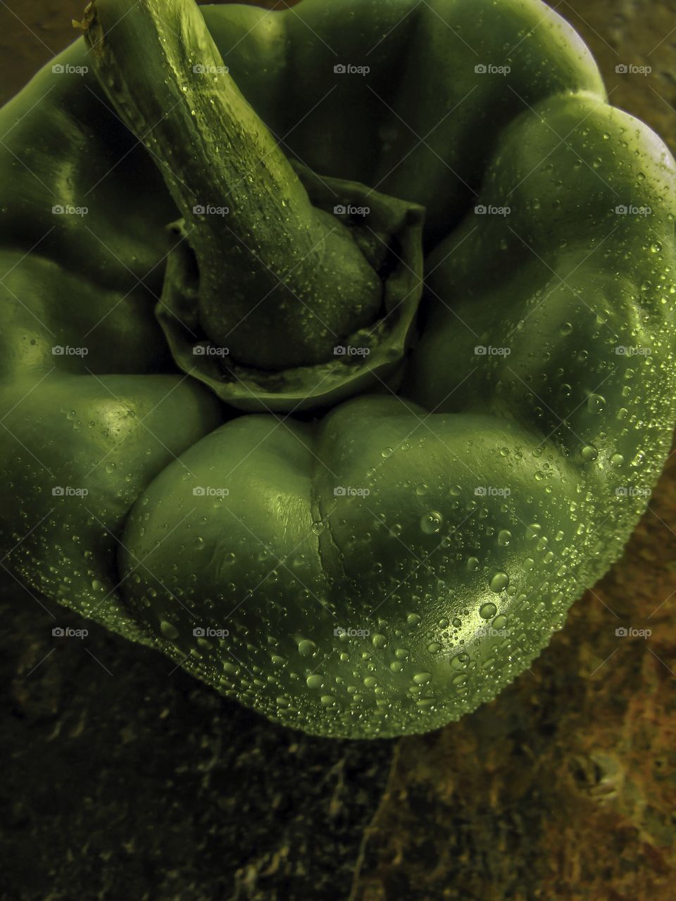 Green pepper, close up, stone table, water drops, color, green, cooking, delicious, vegan, diet, eating, food, fresh, harvest, healty, macro, close up, nutritious, nutrition, one, raw, produce, refreshment, shiny, single, vegan, tasty, vegetable, vitamin